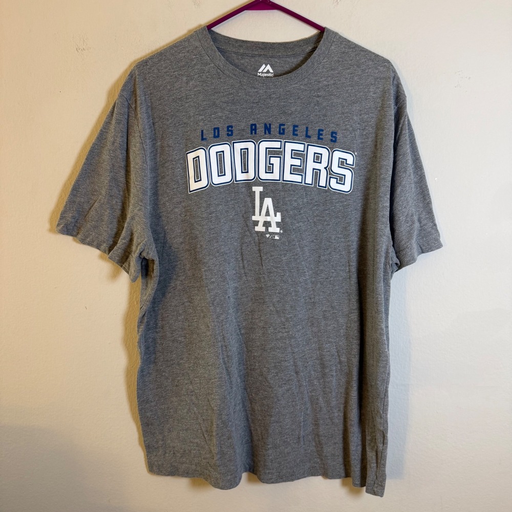 Majestic Los Angeles Dodgers MLB Graphic T-Shirt Mens XL Heather Short Sleeve‎